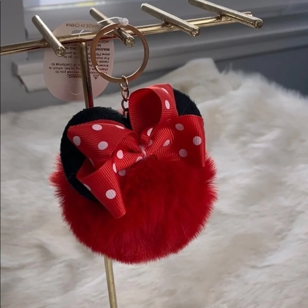Mouse Ear Detailed Pom Pom Key Chain